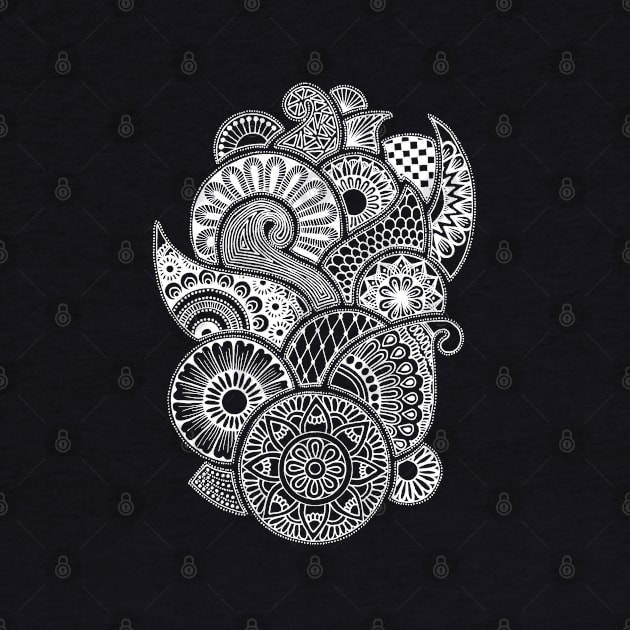 Abstract Mandala design (white on black) by calenbundalas